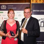 Frances Kelly BCAa receiving her Medal from Adrian Russell, Group Deputy Chairman, Pall-Ex