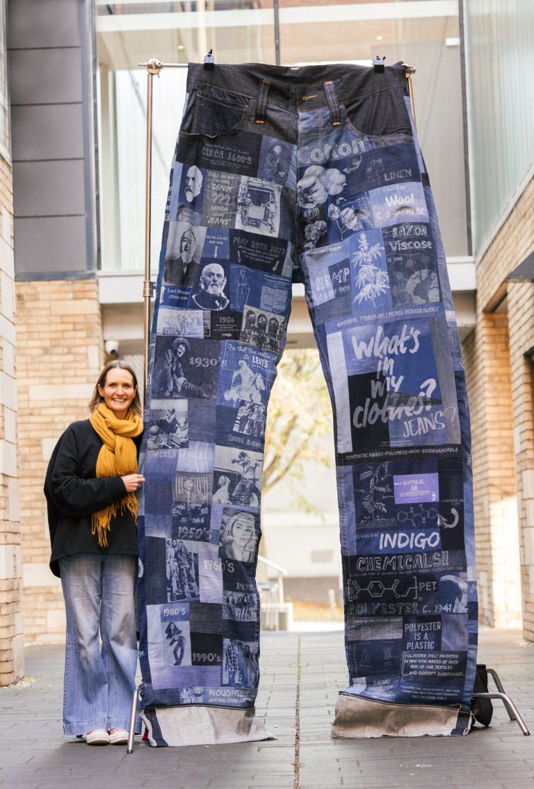 Lincoln artist creates giant jeans to educate on the impact of the fashion industry