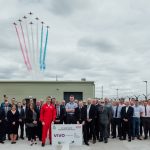 thumbnail_Red Arrows flypast at RAF Waddington to mark the opening of a new dye bay facility built by Henry Brothers Construction