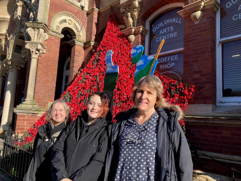 Poppy cascades installed in Grantham for Remembrance commemorations
