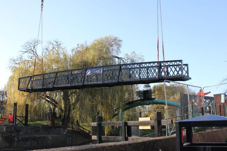 Historic footbridge returns to rightful place over the Fossdyke