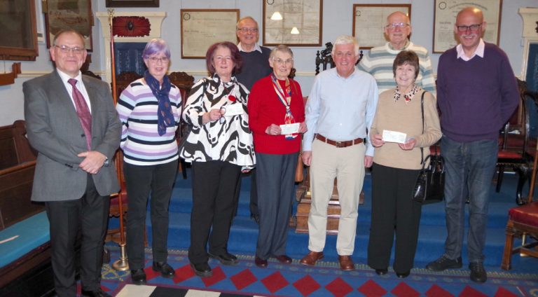 Boston Freemasons boost five good causes with cash donations