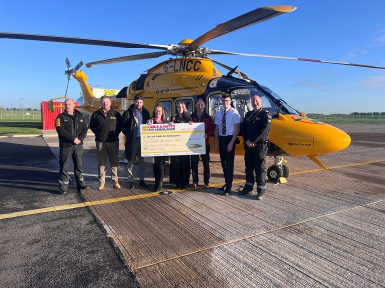 Dexter & Sharpe raise the roof with donation to Lincs & Notts Air Ambulance